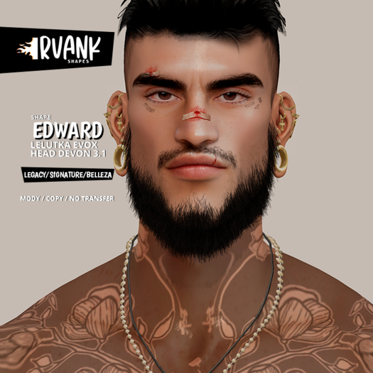 Irvank - Edward Shape Lelutka Head EvoX Devon