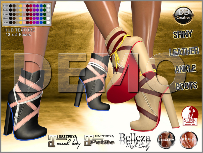 ☾ⅅⅅ☽ Shiny Leather Ankle Boots DEMO