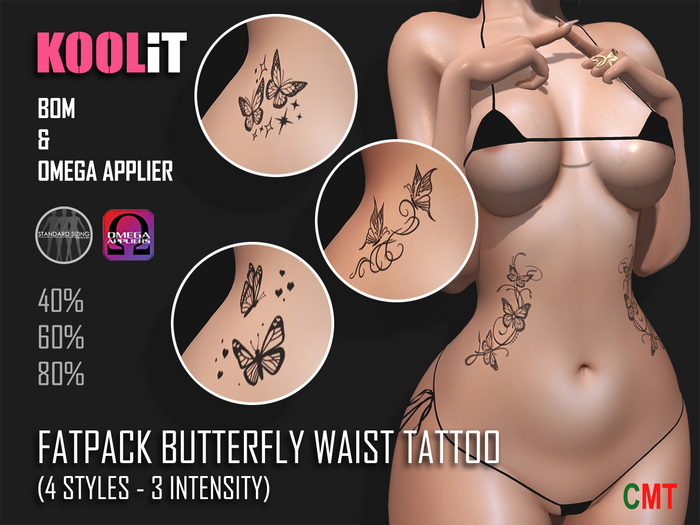 KooLit - (Fatpack) Butterfly Waist Tattoo BOM & Omega (Add Me)