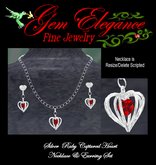 Gem Elegance Silver & Ruby Captured Hearts Necklace & Earrings Set