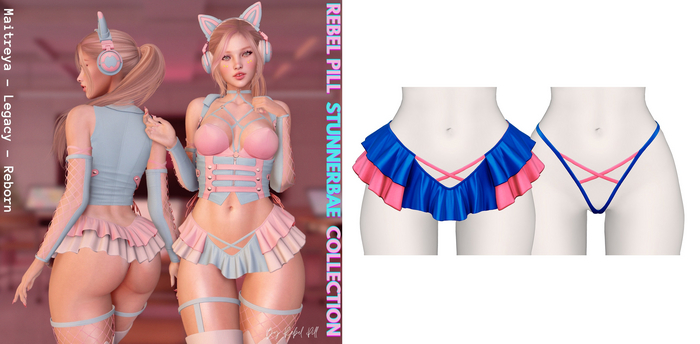 Rebelpill - StunnerBae Collection Skirt Splashy Blue