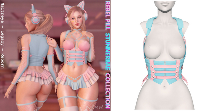 Rebelpill - StunnerBae Collection LeatherVest Baby Blue