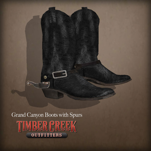 [Timber Creek] Grand Canyon Cowboy Boots & Spurs-Black