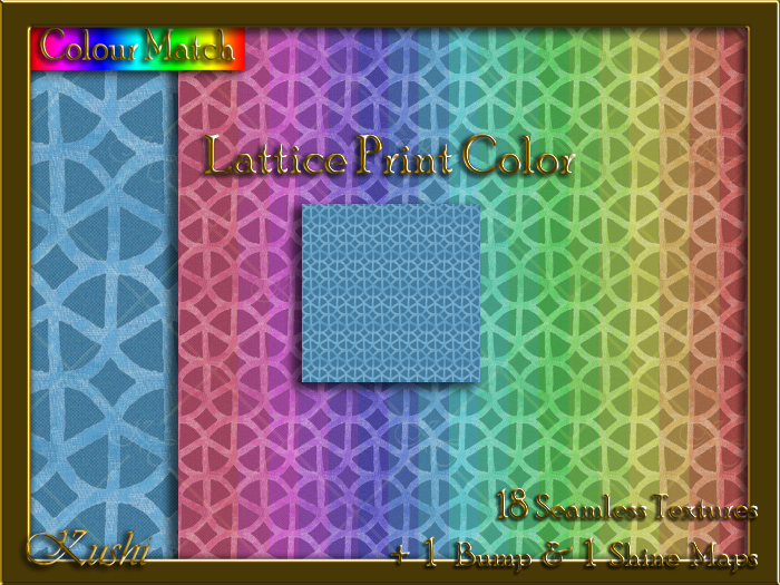 Second Life Marketplace - Lattice Print Color Seamless Texture Pack