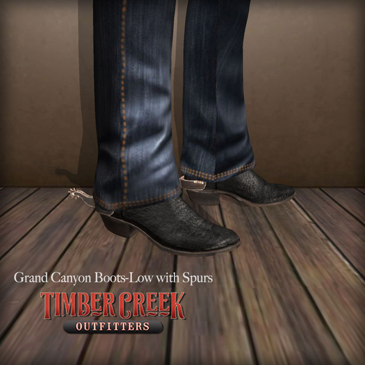 [Timber Creek] Grand Canyon Cowboy Boots & Spurs-Low-Black