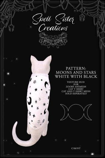 ~SS/DS CAT TSHIRT HUD Add Moons stars White/Blk