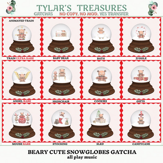 .:TT:.  BEARY CUTE SNOWGLOBES GATCHA ANGEL RARE