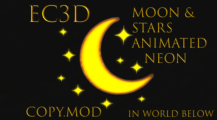 Moon And Stars Animated Neon