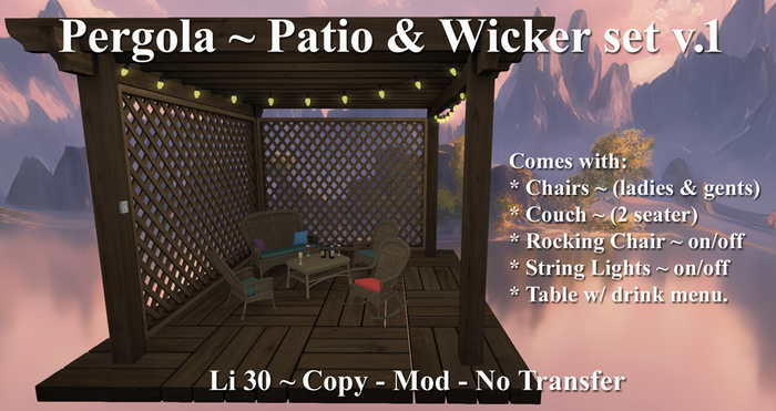 Pergola - Patio & Wicker set v1