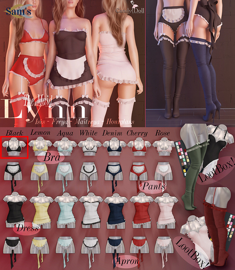 _CandyDoll_ Lynn Black Apron - Maitreya - BOXED