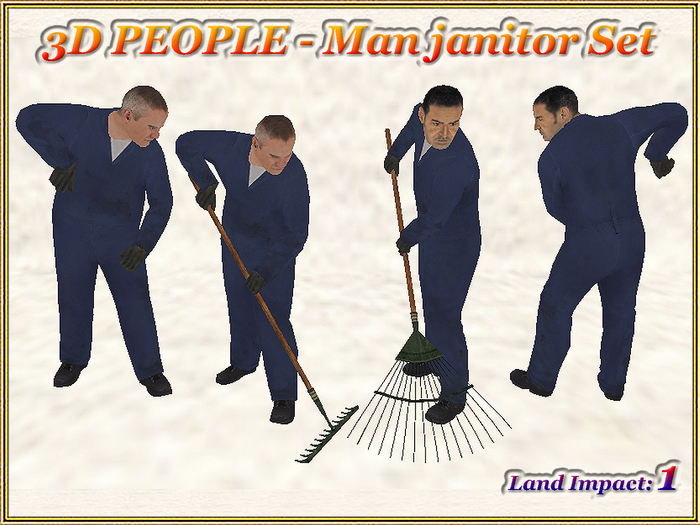 3D PEOPLE - Man janitor Set (1 LI) (Full perm)
