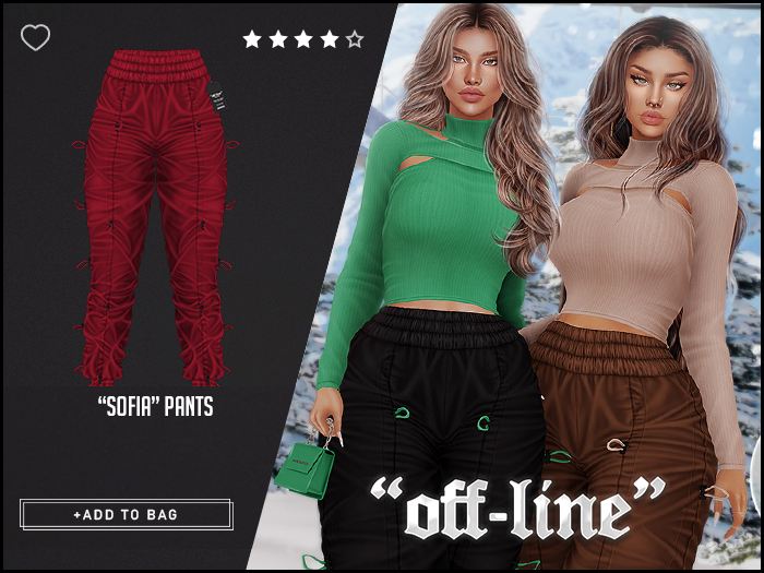 "Off-Line" x "Sofia" Pants / Cherry