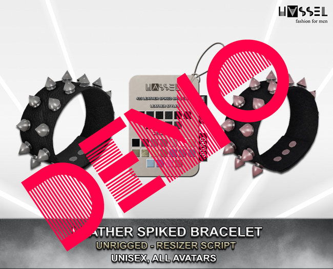 (HASSEL) DEMO UNRIGGED UNISEX LEATHER SPIKED BRACELET 425