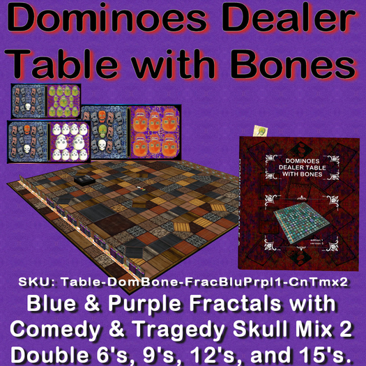 Table Domino Fractal Blue/Purple1 Comedy/Tragedy-2
