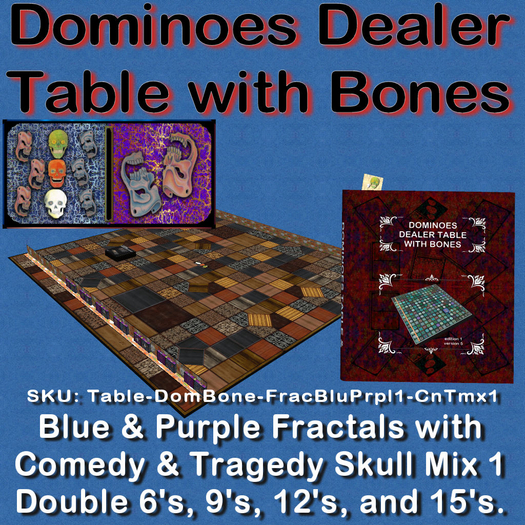 Table Domino Fractal Blue/Purple1 Comedy/Tragedy-1