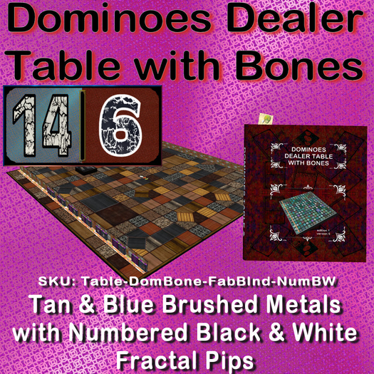 Table Domino Fabric Blend Numbers Black & White