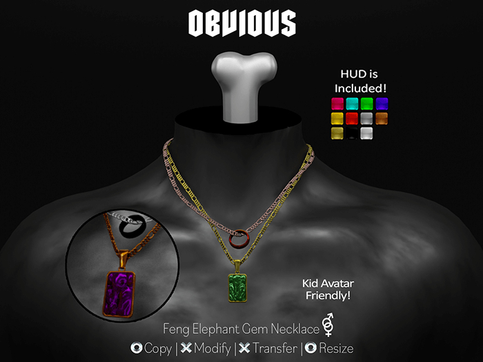 -OBVI- Feng Elephant Gem Necklace