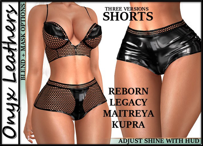 Latex + Fishnet Shorts - 3 Versions