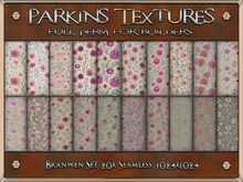 Parkins Textures - Branwen Set - 20x Full Perm Seamless 1024 - Fabric, Floral, Clothing, Spring, Summer, Pink, Fantasy