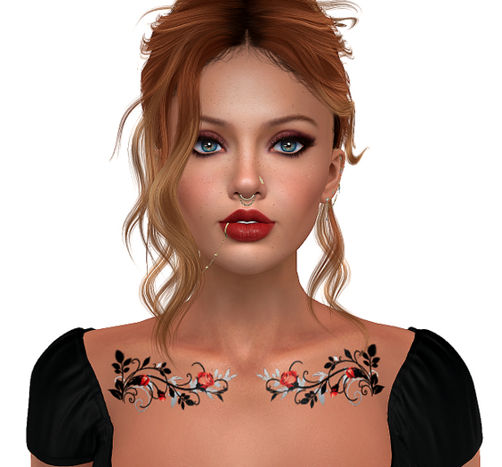 Black & Red Roses Collar Tattoo