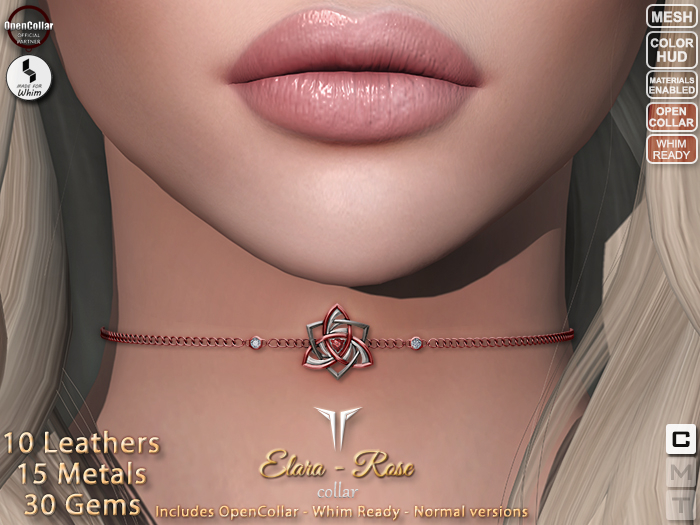 **RE** Elara Collar - Rose RLV - OpenCollar - Whim Ready