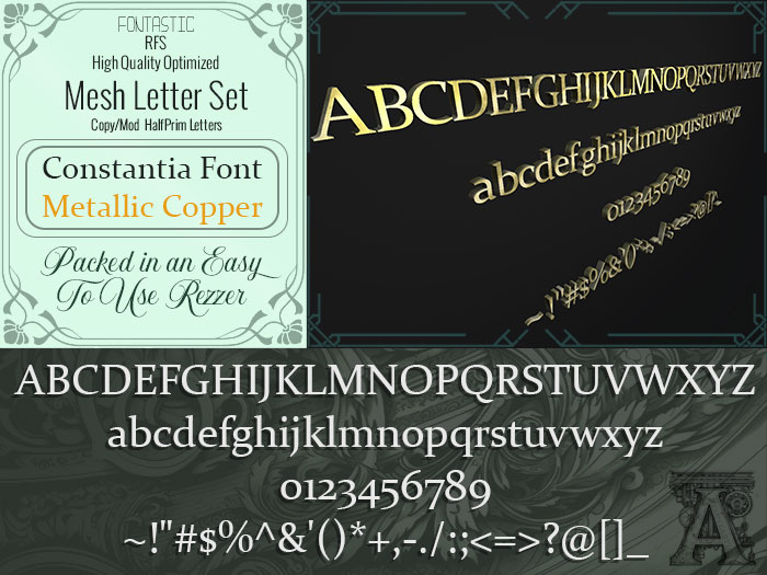 Fontastic | RFS - 3D Mesh Letters - Constantia Font - Metallic/Copper
