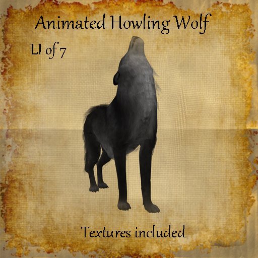 Bad Katz Animated Howling Wolf  Dark Gray Full perm
