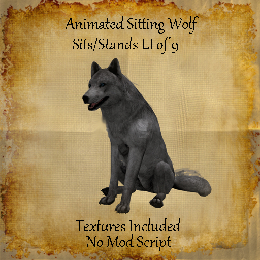 Bad Katz Animated Sitting Wolf  Dark Gray