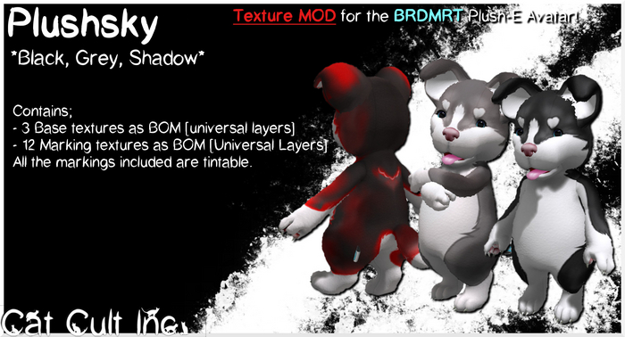 Plushsky Black, Grey, Shadow