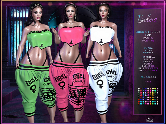 Isadora Capris Set, Top,Pantys,Pants,70+Colors, Boss Girl Power,.Luna Chelsea