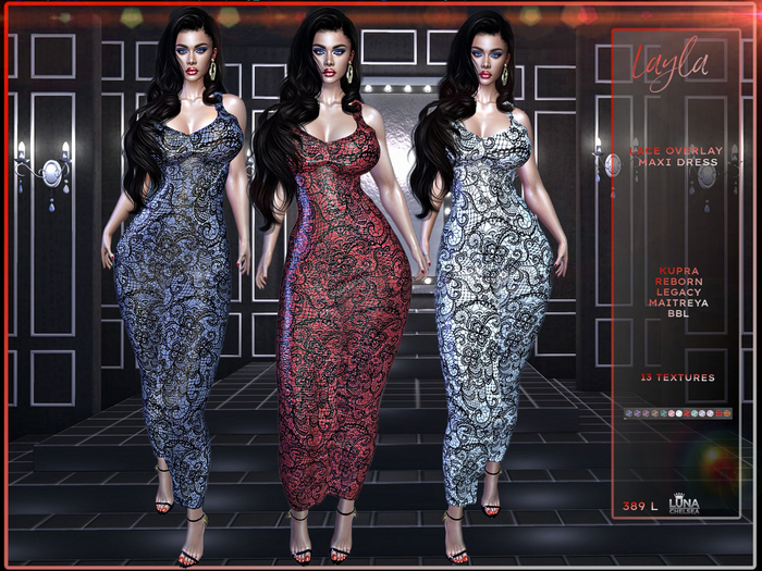 Second Life Marketplace - Layla Lace over satin Maxi Dress,Lace Dress,Lace  Dress,Lace Dress,Lace Dress,Lace Dress,Lace Dress,Lace Dress,Lace Dress