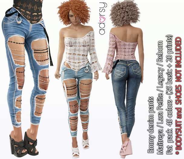 adorsy - Emmy Denim Pants Fatpack - Maitreya/Legacy-Nerido/Lara Petite/Reborn-Juicy