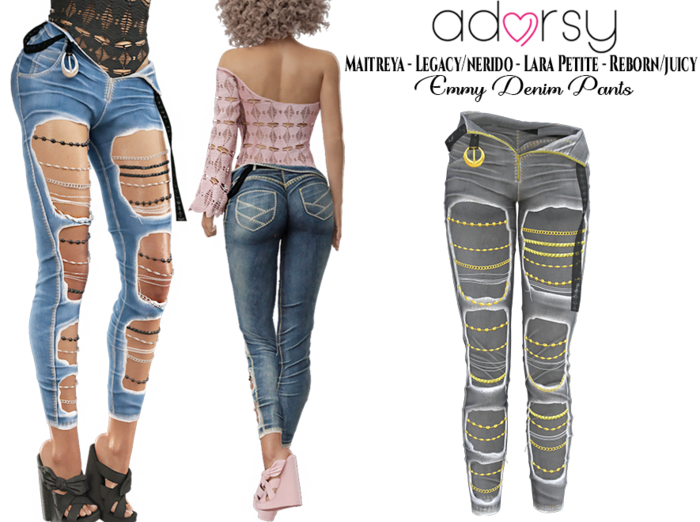 adorsy - Emmy Denim Pants Grey - Maitreya/Legacy-Nerido/Lara Petite/Reborn-Juicy