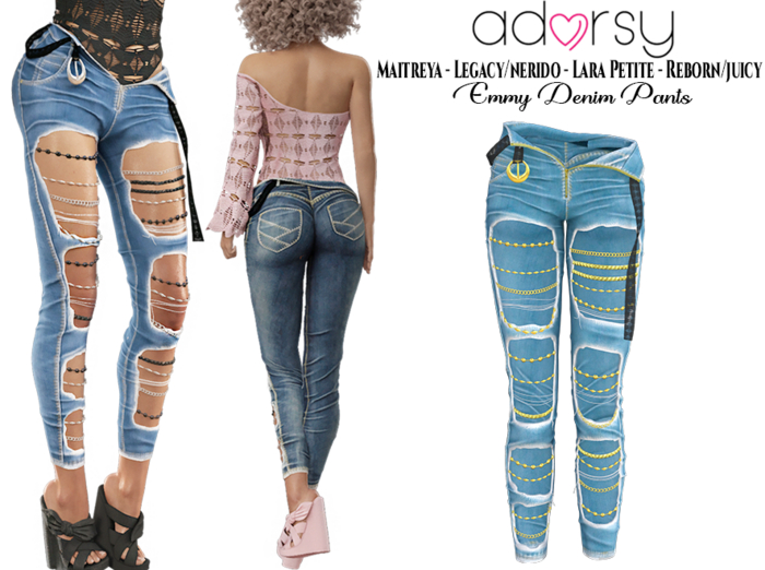 adorsy - Emmy Denim Pants Splash - Maitreya/Legacy-Nerido/Lara Petite/Reborn-Juicy
