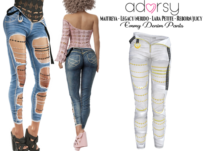 adorsy - Emmy Denim Pants White - Maitreya/Legacy-Nerido/Lara Petite/Reborn-Juicy