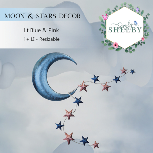 Moon & Stars Decor - Lt Blue
