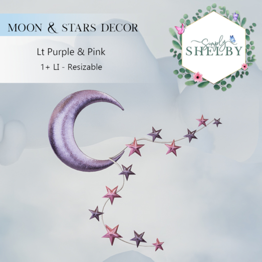 Moon & Stars Decor - Lt Purple