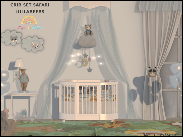 {Pink&Blue}Crib set safari lullabeebs