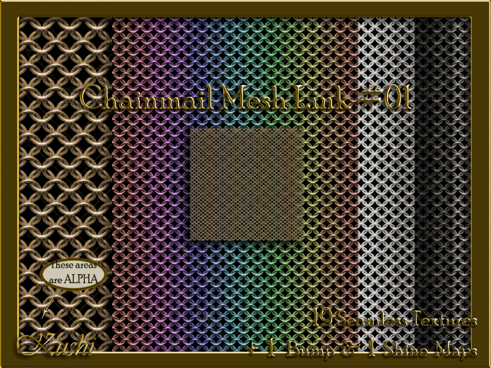 Chainmail Mesh Link #01 Alpha Seamless Texture Pack