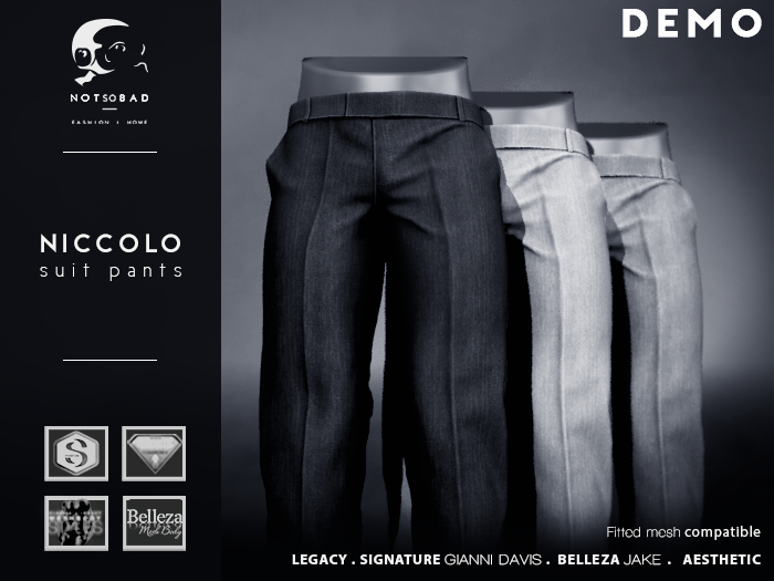 not so bad . mesh . NICCOLO suit pants . DEMO