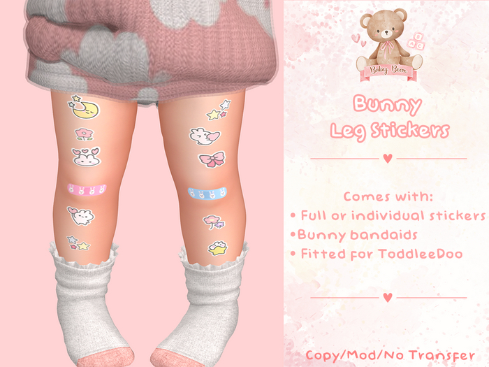 {Baby Bear} Bunny Leg Stickers + Bandaids