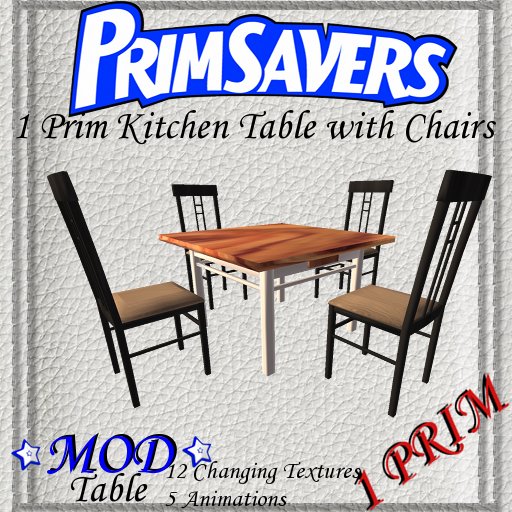 PrimSavers - 1 Prim Kitchen Square Table + 4 Chairs Ikea