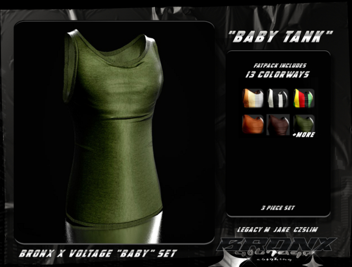 VOLTAGE x BRONX. BABY TANK - OLIVE  