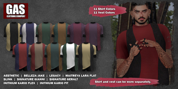 GAS [Men's Vest & Shirt Joshua - 11 Colors w/HUD FATAPCK]