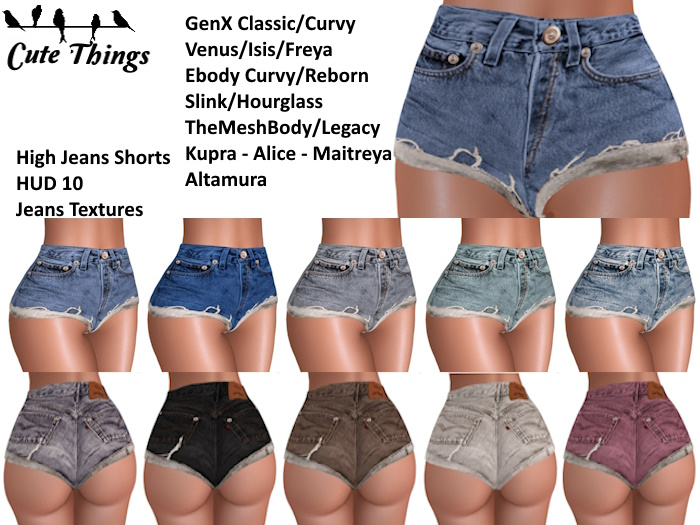 [CT] High Jeans Shorts - Genx - Maitreya - Legacy - Kupra - Reborn - Alice - Altamura - Slink - Belleza - Ebody DEMO