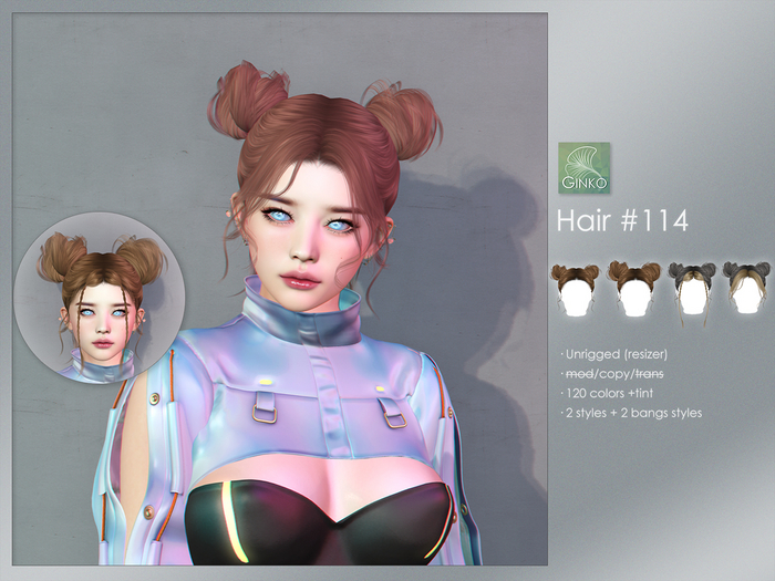 [Ginko Hair] #114 Hair - double buns hairstyle