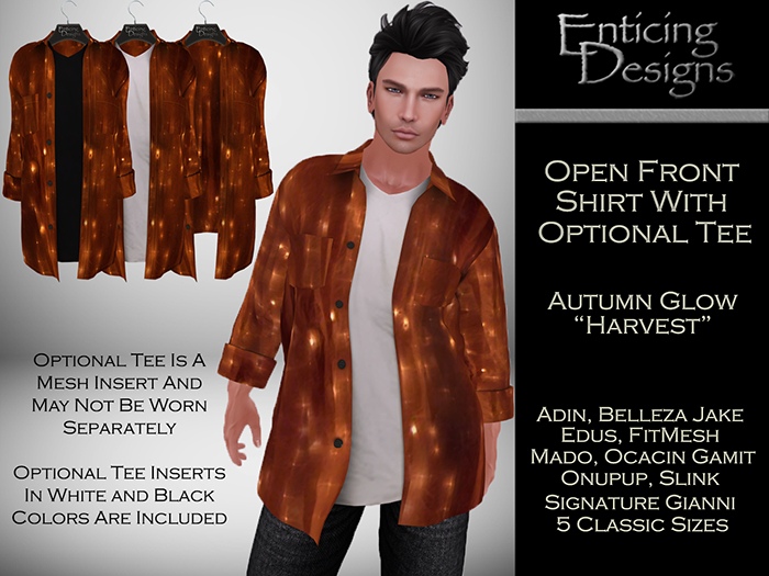 *ED Open Front Shirt with Tee - Autumn Glow Harvest