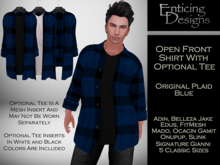 *ED Open Front Shirt with Tee - Plaid Blue