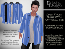 *ED Open Front Shirt with Tee - Stripe Business Blue