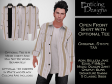*ED Open Front Shirt with Tee - Stripe Tan